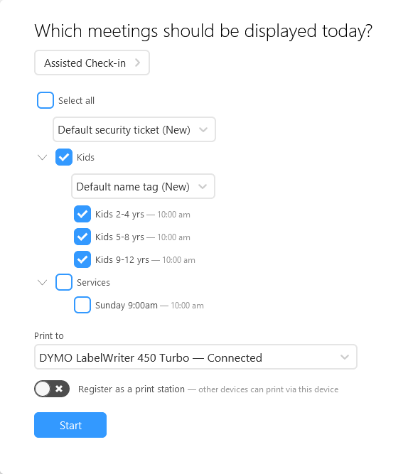 Assisted Check-in Setup